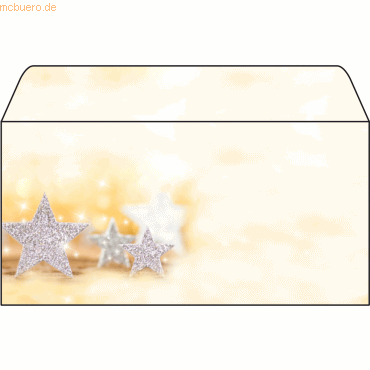 Sigel Briefumschläge Weihnachten Glitter Stars DINlang 90g/qm VE=50 St von Sigel