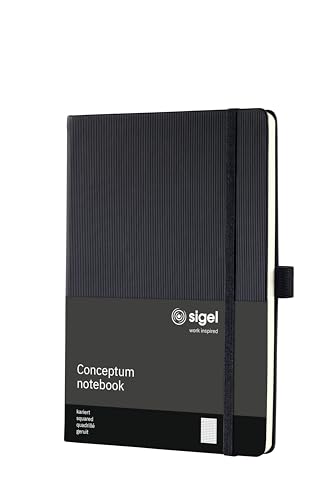Sigel CO121 Notizbuch A5 kariert schwarz, Hardcover, 194 nummerierte Seiten, nachhaltiges Papier, mit Inhaltsverzeichnis, Stiftschlaufe, Falttasche, Gummibandverschluss, Conceptum Sigel CO121 Notizbuch A5 kariert schwarz, Hardcover, 194 nummerierte Seiten, nachhaltiges Papier, mit Inhaltsverzeichnis, Stiftschlaufe, Falttasche, Gummibandverschluss, Conceptum von Sigel