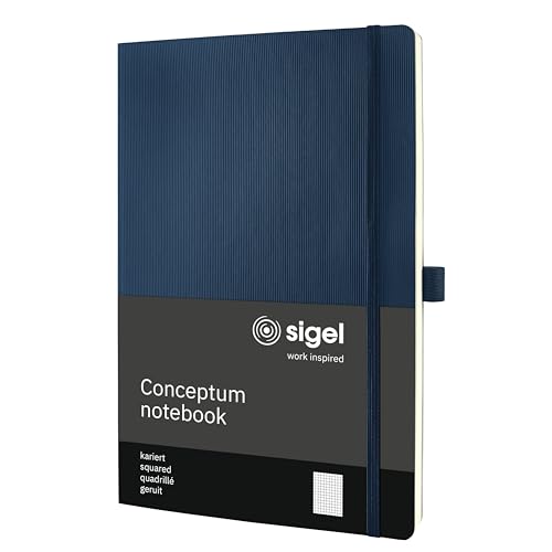 Sigel CO316 Notizbuch A4 kariert blau, Softcover, 194 nummerierte Seiten, nachhaltiges Papier, mit Inhaltsverzeichnis, Stiftschlaufe, Falttasche, Gummibandverschluss, Conceptum Sigel CO316 Notizbuch A4 kariert blau, Softcover, 194 nummerierte Seiten, nachhaltiges Papier, mit Inhaltsverzeichnis, Stiftschlaufe, Falttasche, Gummibandverschluss, Conceptum von Sigel