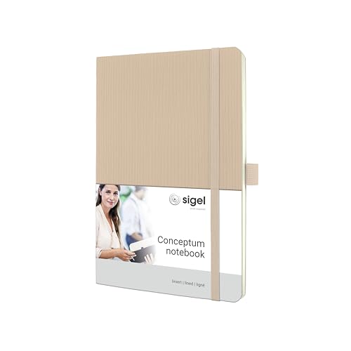 Sigel CO333 Notizbuch A5 liniert beige, Softcover, 194 nummerierte Seiten, nachhaltiges Papier, mit Inhaltsverzeichnis, Stiftschlaufe, Falttasche, Gummibandverschluss, Conceptum Sigel CO333 Notizbuch A5 liniert beige, Softcover, 194 nummerierte Seiten, nachhaltiges Papier, mit Inhaltsverzeichnis, Stiftschlaufe, Falttasche, Gummibandverschluss, Conceptum von Sigel