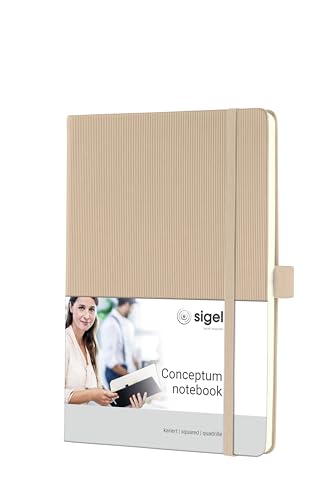 Sigel CO650 Notizbuch A5 kariert beige, Hardcover, 194 nummerierte Seiten, nachhaltiges Papier, mit Inhaltsverzeichnis, Stiftschlaufe, Falttasche, Gummibandverschluss, Conceptum Sigel CO650 Notizbuch A5 kariert beige, Hardcover, 194 nummerierte Seiten, nachhaltiges Papier, mit Inhaltsverzeichnis, Stiftschlaufe, Falttasche, Gummibandverschluss, Conceptum von Sigel
