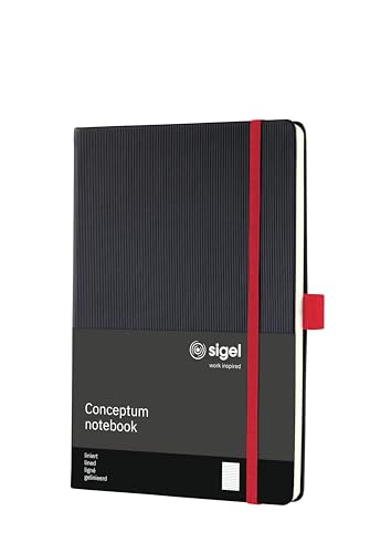 Sigel CO663 Notizbuch A5 liniert schwarz-rot, Hardcover, 194 nummerierte Seiten, nachhaltiges Papier, mit Inhaltsverzeichnis, Stiftschlaufe, Falttasche, Gummibandverschluss, Conceptum Sigel CO663 Notizbuch A5 liniert schwarz-rot, Hardcover, 194 nummerierte Seiten, nachhaltiges Papier, mit Inhaltsverzeichnis, Stiftschlaufe, Falttasche, Gummibandverschluss, Conceptum von Sigel
