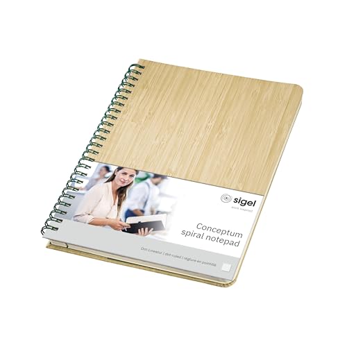 Sigel CO672 Spiralblock A5 dotted, echtes Bambuscover, red dot award winner 2022, aus nachhaltigem Papier, Hardcover, Conceptum Notizblock von Sigel