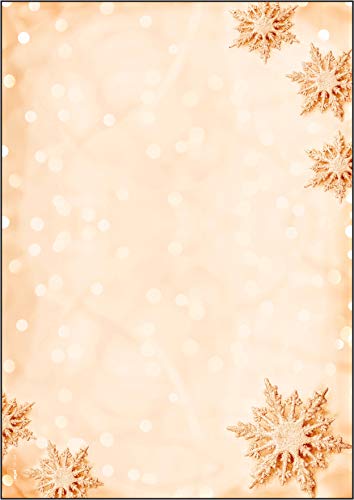 Sigel DP234 Briefpapier Weihnachten A4 mit goldenen Schneeflocken, 90g, 100 Blatt "Golden Snowflakes", weihnachtliches Motiv, aus nachhaltigem Papier von Sigel