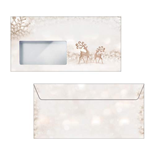 SIGEL DU228 Briefumschläge Weihnachten | in stimmungsvollem Design mit Rentieren | DIN lang | 50 Stück | "Brilliant Deer" von Sigel
