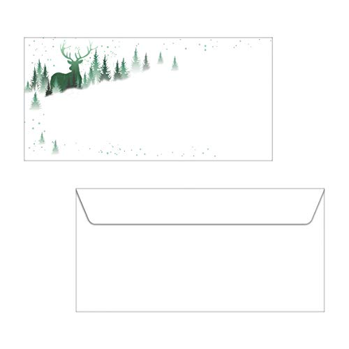 SIGEL DU284 Briefumschläge Weihnachten, DIN lang, 25 Stück, mit modernen grünen Elementen, "Christmas Forest" von Sigel