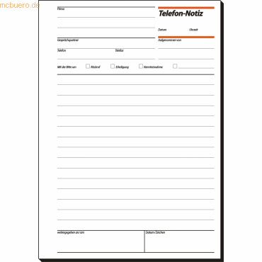 Sigel Formularbuch Telefonnotiz A5 VE=50 Blatt von Sigel