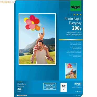 Sigel Fotopapier Everyday plus A4 hochglänzend 200g 100 Blatt Sigel Fotopapier Everyday plus A4 hochglänzend 200g 100 Blatt von Sigel
