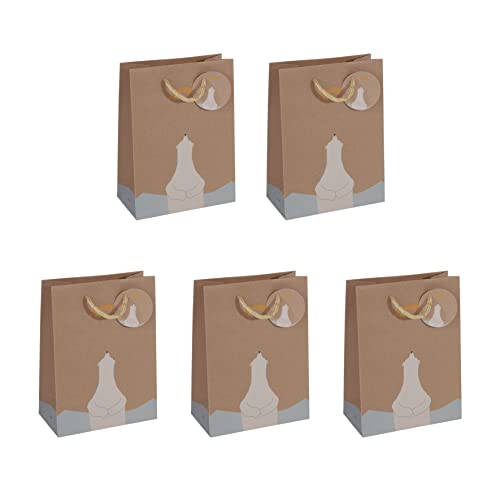 Sigel GT050/5 mittelgroße Geschenktüten aus Kraftpapier, 5er Set, 23 x 17 cm, braun, "Polar bear with shooting star", Papier-Geschenktaschen Weihnachten Sigel GT050/5 mittelgroße Geschenktüten aus Kraftpapier, 5er Set, 23 x 17 cm, braun, "Polar bear with shooting star", Papier-Geschenktaschen Weihnachten von Sigel