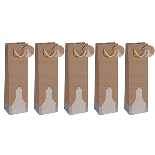 Sigel GT051/5 Flaschen-Geschenktüten aus Kraftpapier, 5er Set, 35 x 10 cm, braun, "Polar bear with shooting star", Papier-Geschenktaschen Weihnachten Sigel GT051/5 Flaschen-Geschenktüten aus Kraftpapier, 5er Set, 35 x 10 cm, braun, "Polar bear with shooting star", Papier-Geschenktaschen Weihnachten von Sigel