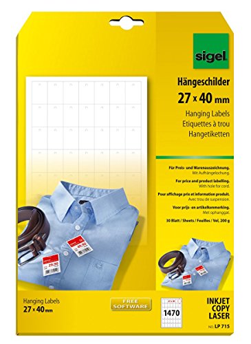 Sigel Hängeschilder für Preisauszeichnung 27x40mm VE=1470 Stück Sigel Hängeschilder für Preisauszeichnung 27x40mm VE=1470 Stück von Sigel