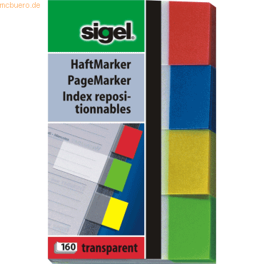 Sigel Haftmarker 20x50mm 4x40 Streifen grün gelb blau rot von Sigel