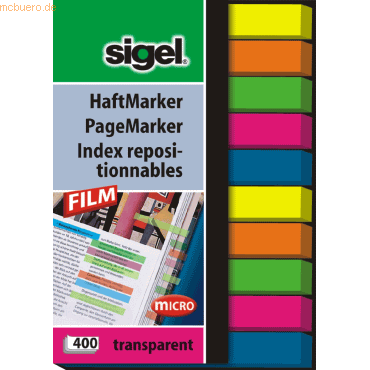 Sigel Haftmarker Film 50x75mm VE=400 Blatt von Sigel