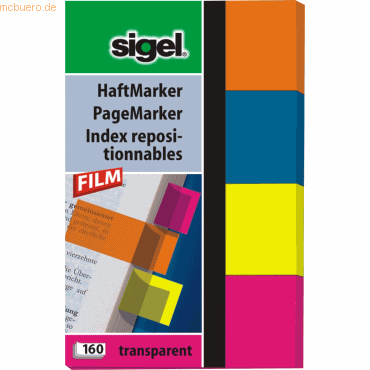 Sigel Haftmarker Film 50x80mm 4 Farben VE=160 Blatt von Sigel