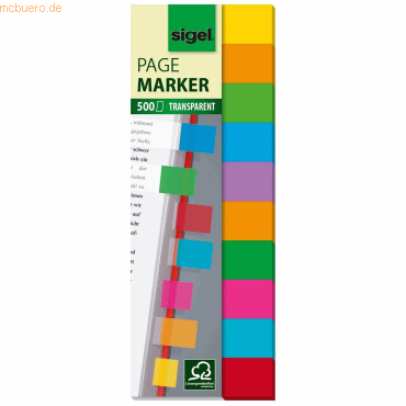 Sigel Haftmarker Folie Multicolor 44x125mm 10-farbig 500 Blatt von Sigel