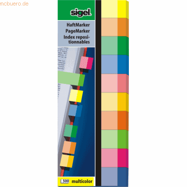 Sigel Haftmarker Multicolor 150x50mm 10 Farben VE=500 Blatt von Sigel