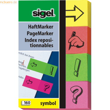 Sigel Haftmarker Symbol 50x80mm sortiert VE=4 Blöcke a 40 Blatt Stück von Sigel
