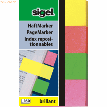 Sigel Haftmarker brillant 50x80mm 4 Farben VE=4 Stück von Sigel