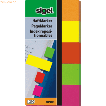 Sigel Haftmarker neon 50x100mm 5 Farben VE=5 Stück von Sigel