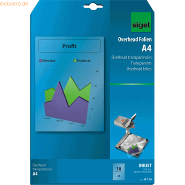 Sigel InkJet-Folie A4 100 Micron transparent VE=10 Blatt Sigel InkJet-Folie A4 100 Micron transparent VE=10 Blatt von Sigel