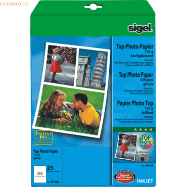Sigel InkJet-Top-Photo-Papier hochglänzend A4 125g/qm 25 Blatt von Sigel