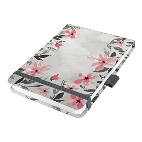 SIGEL JN398 Notizblock Jolie, Loose Florals Grey, A6+, Dot-Lineatur, Hardcover, 79 Blatt, aus nachhaltigem Papier von Sigel