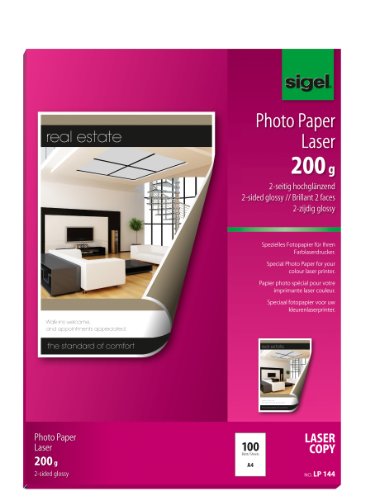SIGEL LP144 Fotopapier für Laser / Kopierer, A4, 100 Blatt, 2seitig glossy, hochweiß, beidseitig bedruckbar, 200 g SIGEL LP144 Fotopapier für Laser / Kopierer, A4, 100 Blatt, 2seitig glossy, hochweiß, beidseitig bedruckbar, 200 g von Sigel