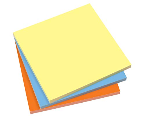 SIGEL MU131 Static Notes, elektrostatisch haftend, keine Klebstoff-Rückstände, gelb, blau, orange, 10x10 cm, 3 Blocks à 100 Blatt von Sigel