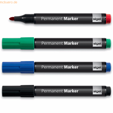 Sigel Marker permanent 1-3mm farbig sortiert VE=4 Stück von Sigel