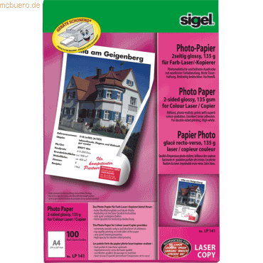 Sigel Photo-Papier für Farb-Laser/-Kopierer A4 135g/qm 100 Blatt 2seit von Sigel