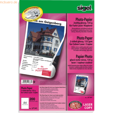 Sigel Photo-Papier für Farb-Laser/-Kopierer A4 135g/qm 200 Blatt 2seit von Sigel