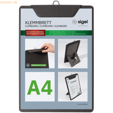 Sigel Speisekarten-Klemmbrett für DIN A4 Kunststoff anthrazit von Sigel