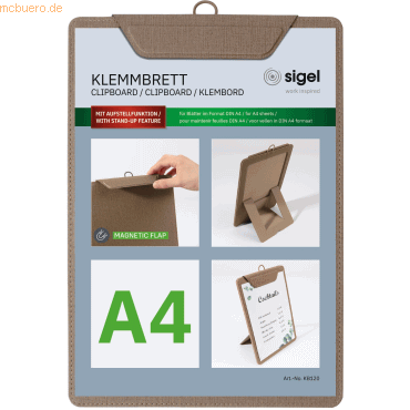 Sigel Speisekarten-Klemmbrett für DIN A4 Kunststoff beige von Sigel