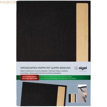 Sigel Speisekarten-Mappe Gummi-Bindung A4 MENU recyc. PET dunkelgrau/B Sigel Speisekarten-Mappe Gummi-Bindung A4 MENU recyc. PET dunkelgrau/B von Sigel