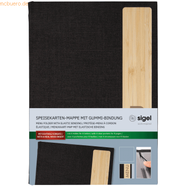 Sigel Speisekarten-Mappe Gummi-Bindung A5 MENU recyc. PET dunkelgrau/B Sigel Speisekarten-Mappe Gummi-Bindung A5 MENU recyc. PET dunkelgrau/B von Sigel