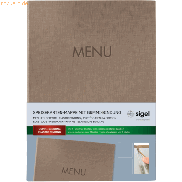 Sigel Speisekarten-Mappe Gummi-Bindung Blindprägung MENU A4 beige Sigel Speisekarten-Mappe Gummi-Bindung Blindprägung MENU A4 beige von Sigel