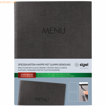Sigel Speisekarten-Mappe Gummi-Bindung Blindprägung MENU A5 anthrazit Sigel Speisekarten-Mappe Gummi-Bindung Blindprägung MENU A5 anthrazit von Sigel