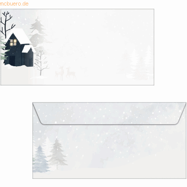 Sigel Weihnachtsumschlag DIN lang 90g 25 Stück Cozy Christmas Watercol von Sigel