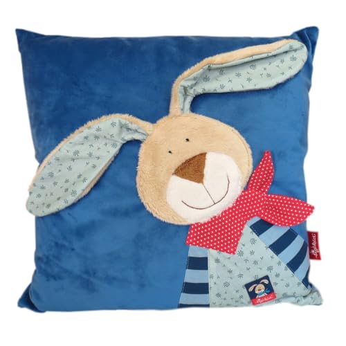 Sigikid Kinder-Kissen Wombel Bombel Hase blau 40 cm x 40 cm inklusive Füllung Plüschkissen in samtiger Optik von Sigikid