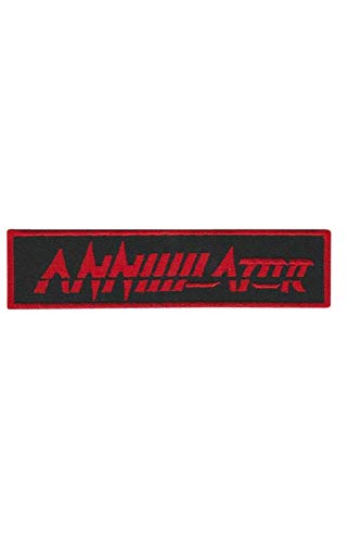 SigitasTrading Annihilator Thrash Metal Band Patch, Rot, Rechteckig, 1 Stück, Iron-On, Mittel, Heavy Metal, Metal, Embroidered Patch, Bandpatch SigitasTrading Annihilator Thrash Metal Band Patch, Rot, Rechteckig, 1 Stück, Iron-On, Mittel, Heavy Metal, Metal, Embroidered Patch, Bandpatch von SigitasTrading