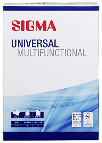 SIGMA DIN A4 Kopierpapier Universal, 80 g/m², weiß, 500 Blatt von Sigma