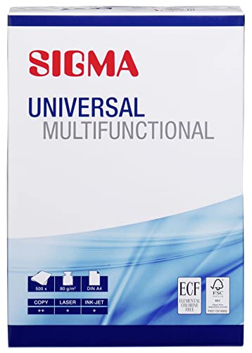 SIGMA DIN A4 Kopierpapier Universal, 80 g/m², weiß, 500 Blatt SIGMA DIN A4 Kopierpapier Universal, 80 g/m², weiß, 500 Blatt von Sigma