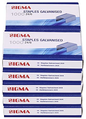 Sigma Heftklammern, verzinkt, 24/6-1000/Box – (insgesamt 10000 Stück) von Sigma