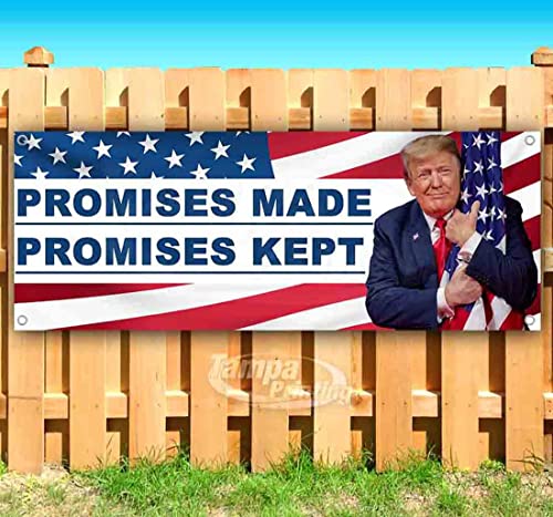 Trump Banner "Promises Made and Promises Kept", 368 g, ohne Stoff, strapazierfähiges Vinyl, einseitig mit Metallösen Trump Banner "Promises Made and Promises Kept", 368 g, ohne Stoff, strapazierfähiges Vinyl, einseitig mit Metallösen von Signpreme