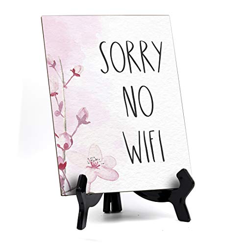 Sorry No WiFi Tischschild mit Staffelei, Blumenranken-Design (15,2 x 20,3 cm) von Signs ByLITA