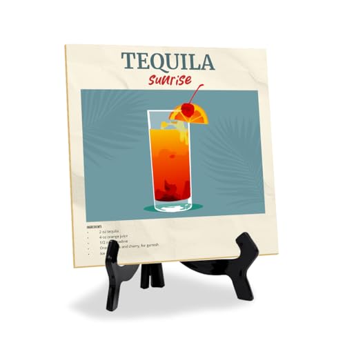 Tequila Tischschild mit Acryl-Staffelei, quadratisch, 12,7 x 12,7 cm, Cocktail-Heimdekoration von Signs ByLITA