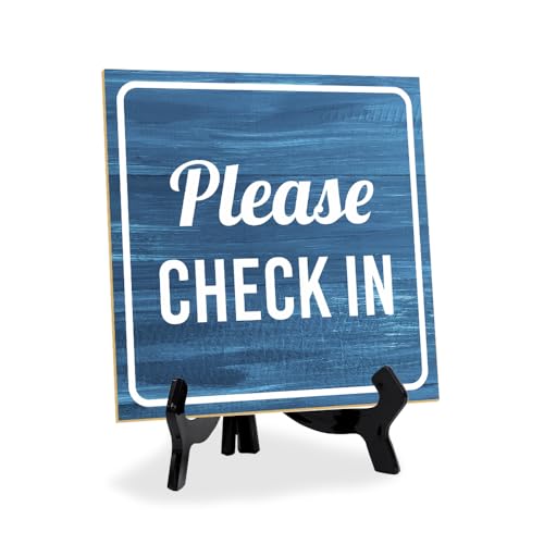 Tischschild mit Acryl-Staffelei "Please Check In", quadratisch, 12,7 x 12,7 cm, für Hotels und Büro Tischschild mit Acryl-Staffelei "Please Check In", quadratisch, 12,7 x 12,7 cm, für Hotels und Büro von Signs ByLITA