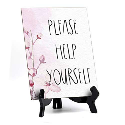 Tischschild mit Staffelei, Blumenranken-Design, 15,2 x 20,3 cm von Signs ByLITA