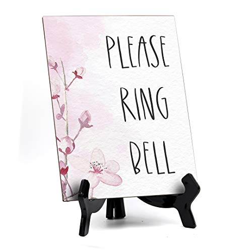 Tischschild mit Staffelei, Motiv "Please Ring Bell Bell", 15,2 x 20,3 cm von Signs ByLITA
