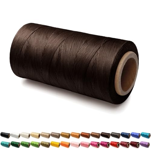 SiiRo 0.8mm Flache Sattlergarn Ledergarn Gewachst, 150D Wachsfaden, Leder Nähen Faden Sattlergarn Gewachste für Lederprojekte Reparatur Buchbinderei Leder Handwerk - 29.5m - Dunkelbraun von SiiRo